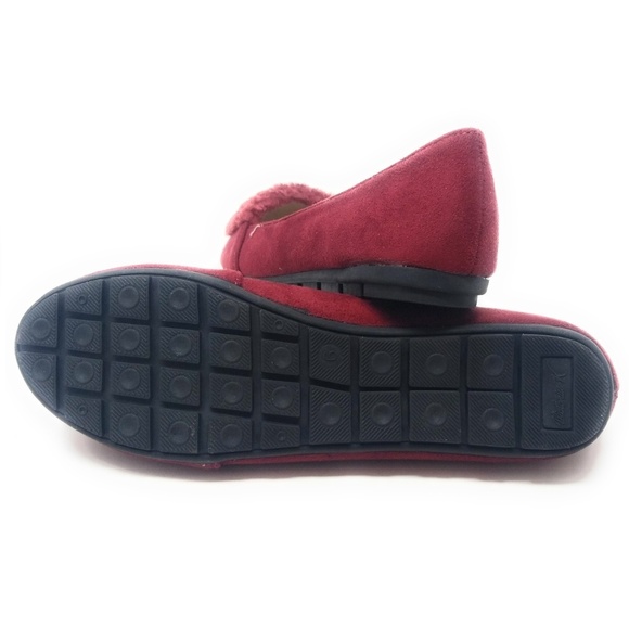 Women's Flats, Faux Fur Embellished Buckle, BF-2636, Wine - Picture 4 of 4